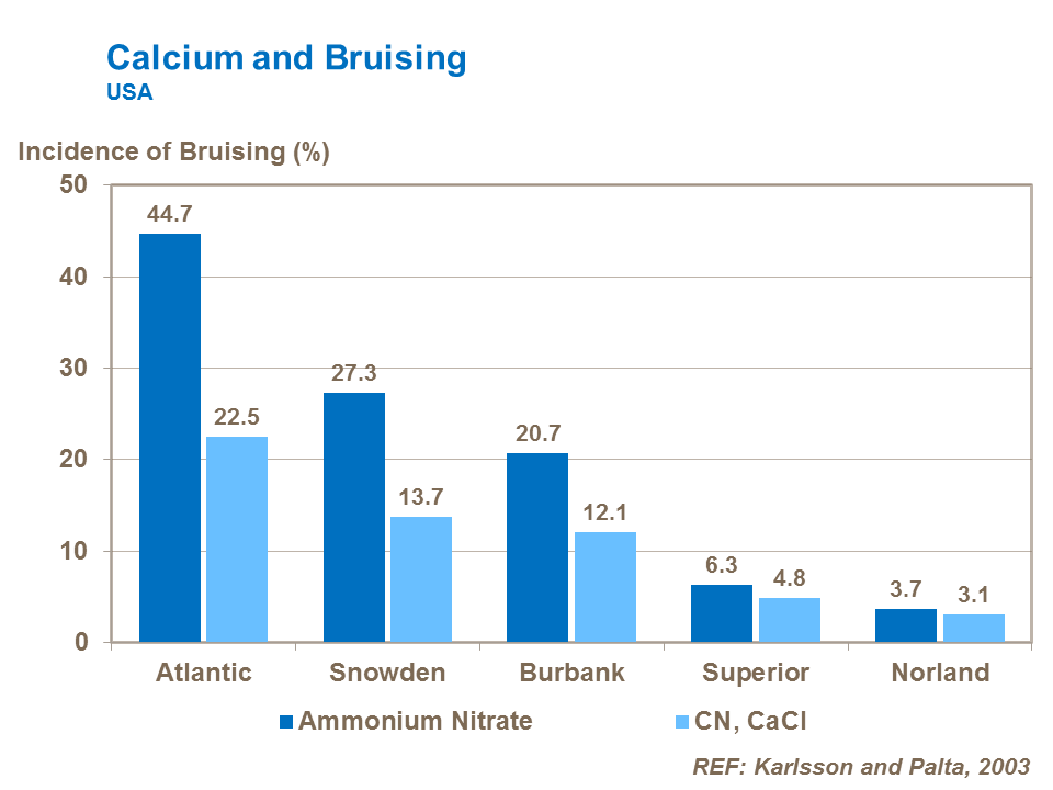 Effect of calcium on potato tuber bruising